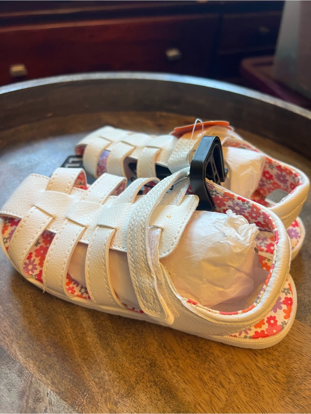 wonder nation White Sandals with Pink Floral Lining